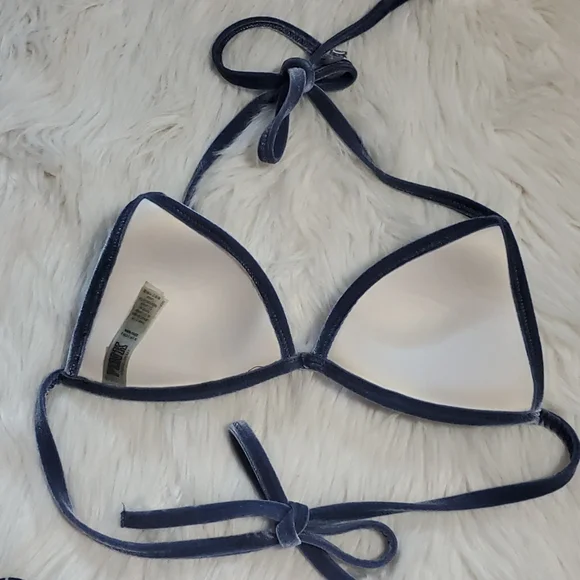 PINK VS blue floral velvet bikini top - Picture 3 of 4